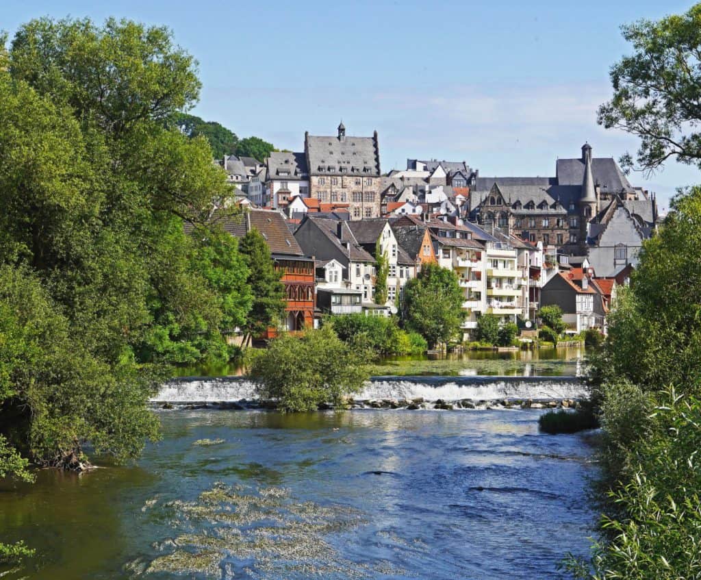 marburg lahn weir upper town town hall historically river hesse 622534